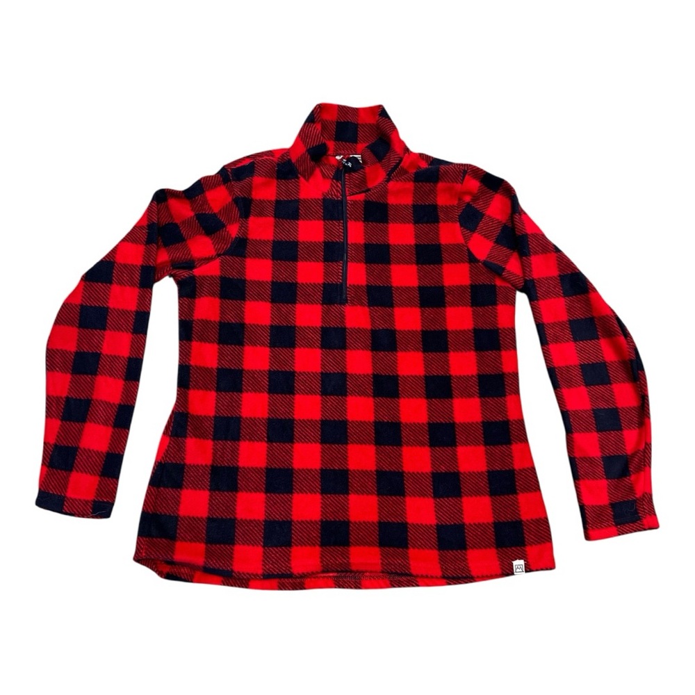 Avalanche Red & Black Plaid 1/4 Zip Fleece Women's pull over  Size Large